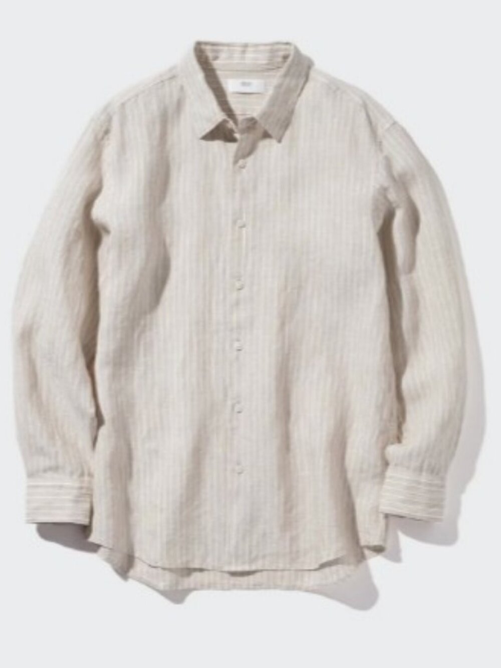 Uniqlo linen regular fit long sleeve button down stripe shirt men's size S - Picture 2 of 7